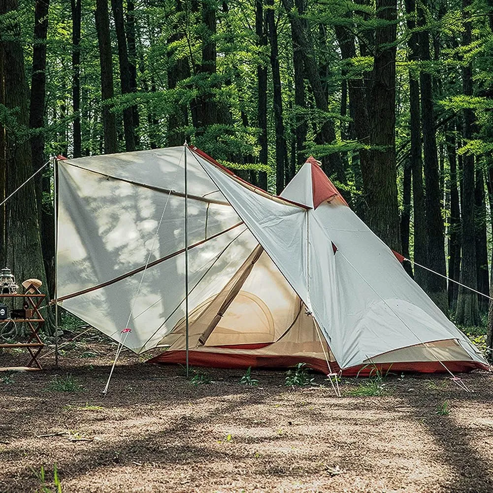 Family Camping Tent Large Double Layer Pyramid Tipi Tent Camping Mongolian Yurt Tent for Picnic, Festival