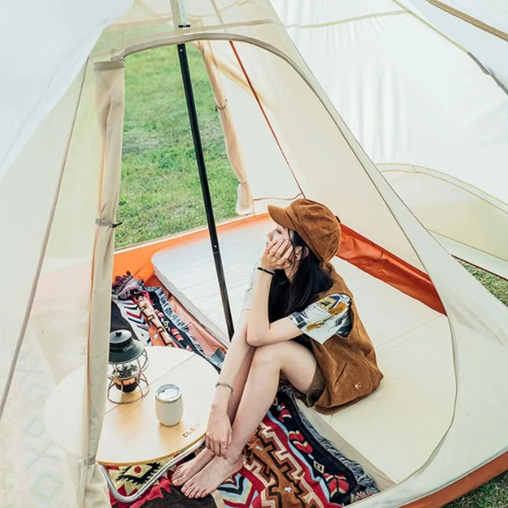 Family Camping Tent Large Double Layer Pyramid Tipi Tent Camping Mongolian Yurt Tent for Picnic, Festival