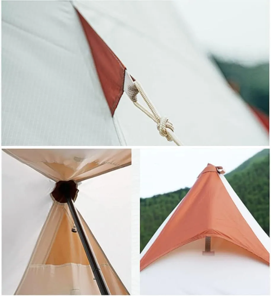 Family Camping Tent Large Double Layer Pyramid Tipi Tent Camping Mongolian Yurt Tent for Picnic, Festival