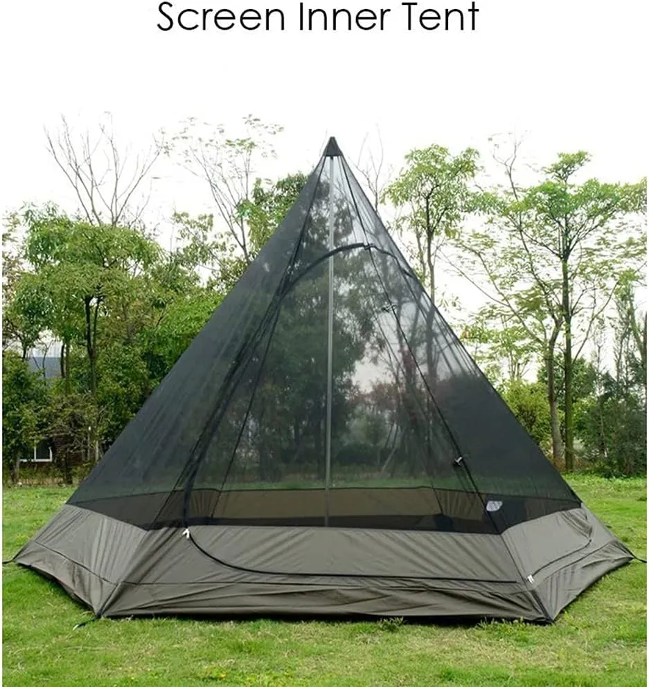 Family Camping Tent Large Waterproof Tipi 4 Person Room Teepee Tent Instant Setup Double Layer for Outdoor Trip Yurt Truck Tent, Black