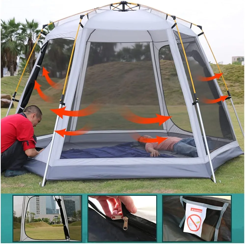Family Outdoor Camping Tent Automatic Pop-Up Tent 3-4 Person Double Layer Instant Tent Easy Set Up Ideal Outdoor Gifts, Green