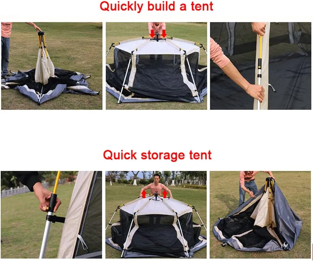 Family Outdoor Camping Tent Automatic Pop-Up Tent 3-4 Person Double Layer Instant Tent Easy Set Up Ideal Outdoor Gifts, Green
