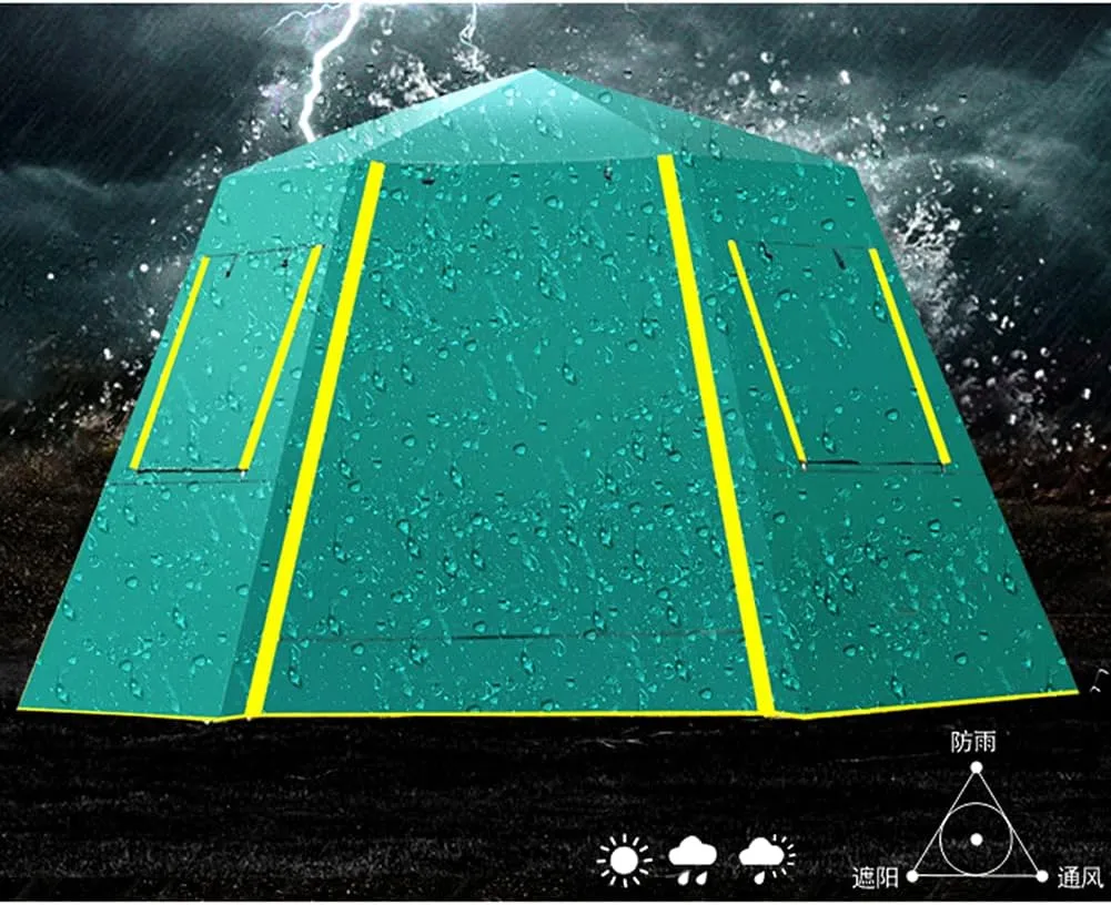 Family Outdoor Camping Tent Automatic Pop-Up Tent 3-4 Person Double Layer Instant Tent Easy Set Up Ideal Outdoor Gifts, Green