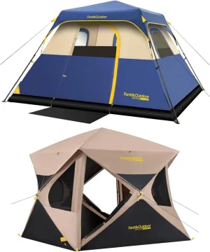 FanttikOutdoor Alpha C4 Ultra Camping Tent 4 Person Pop Up&Zeta C4 Pro Camping Tent