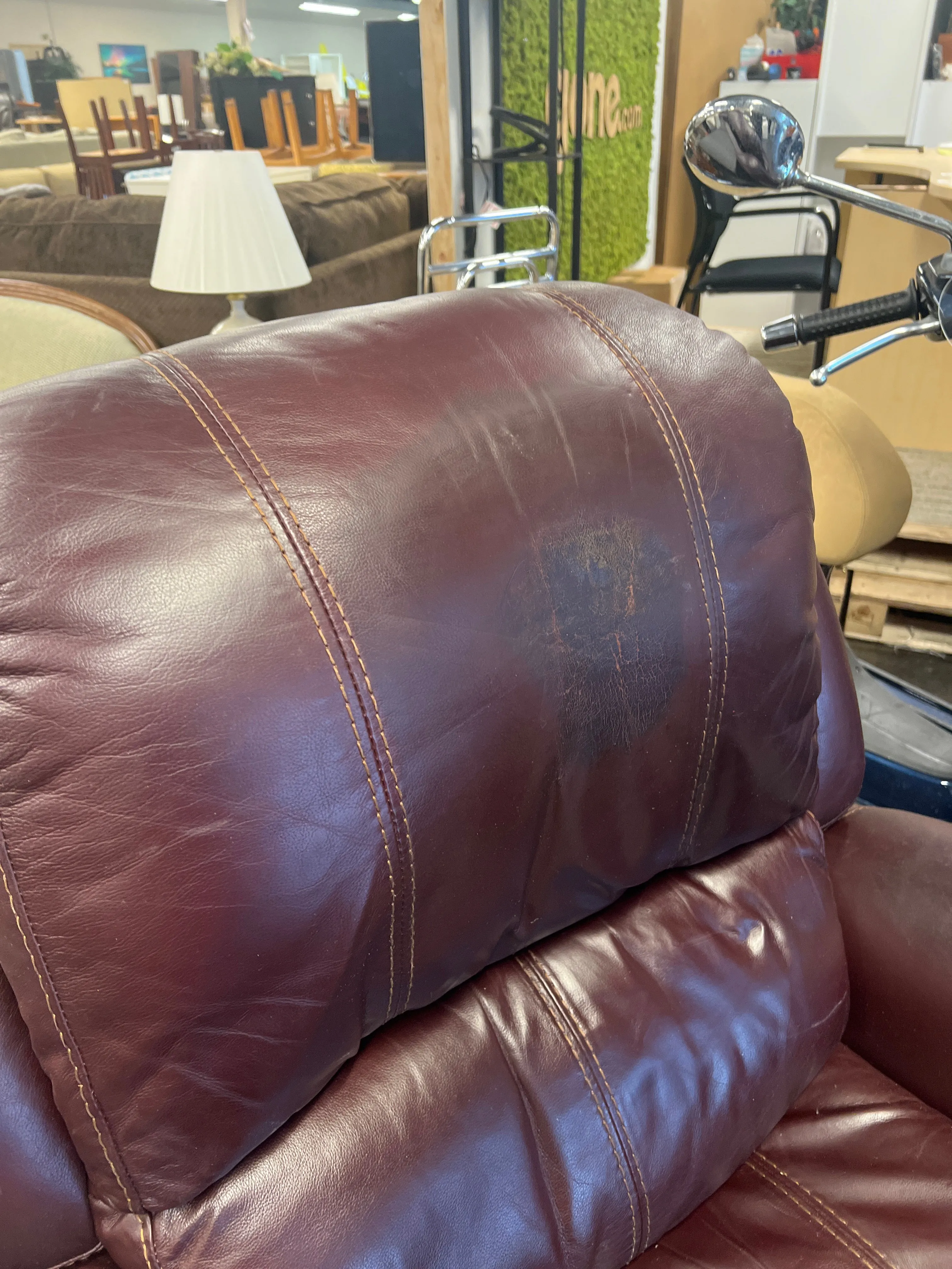 Faux Leather Mahogany Reclining Chair With Rivots