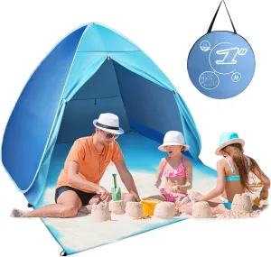 FBSPORT Beach Tent, UPF 50  Easy Pop Up Beach Shade, Sun Shelter Instant Portable Beach Tent Umbrella Baby Canopy Cabana with Carry Bag, Blue