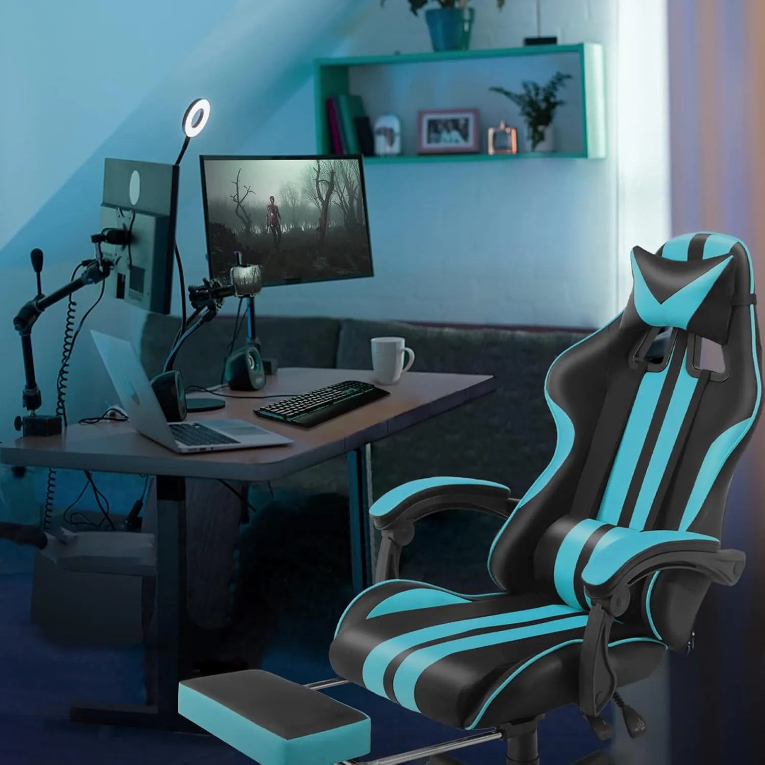 Ferghana Miami Blue Ergonomic Gaming Chair for Adults & Teens