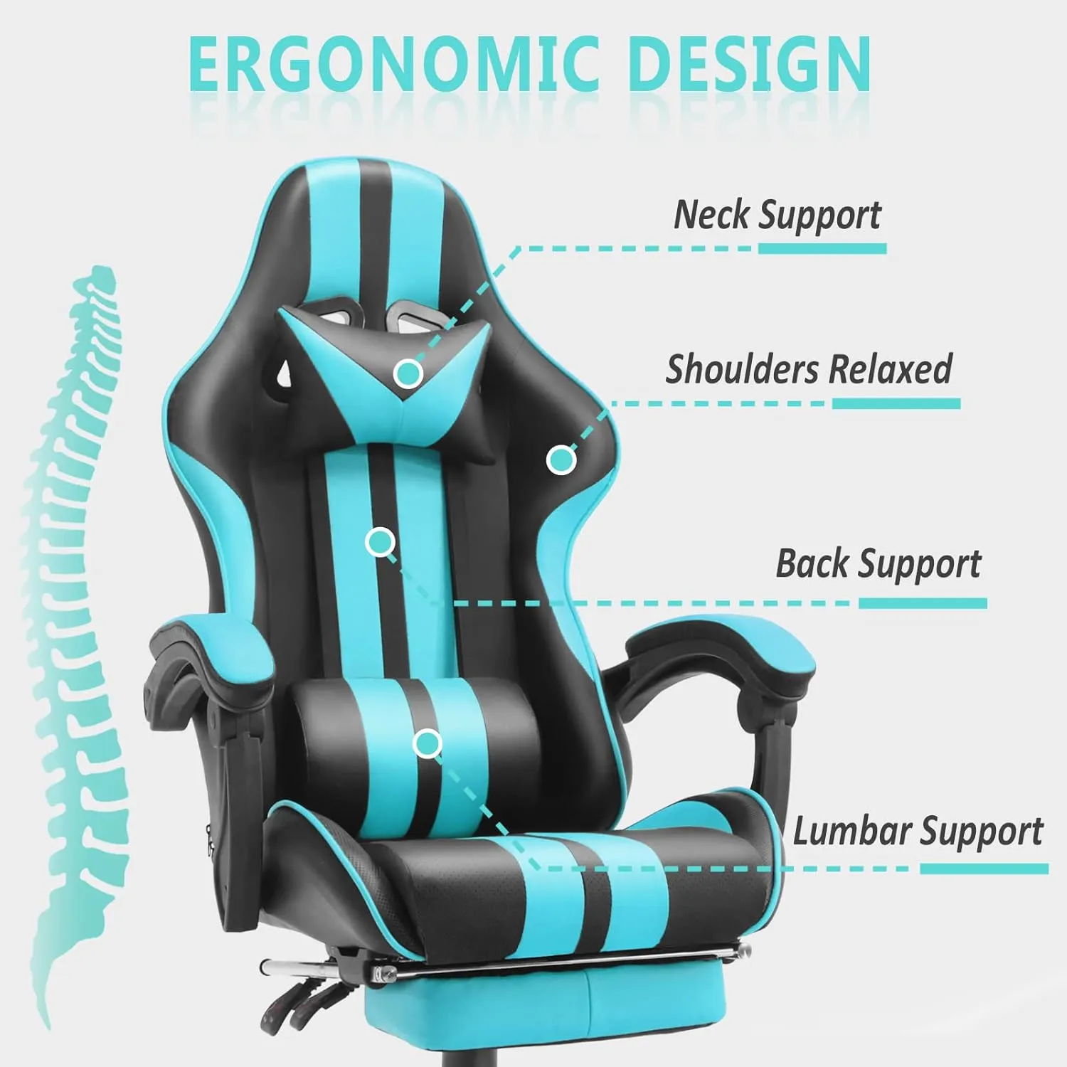 Ferghana Miami Blue Ergonomic Gaming Chair for Adults & Teens