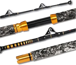 Fiblink 1-Piece Saltwater Offshore Trolling Rod 6-Feet Big Game Rod Conventional Boat Fishing Pole
