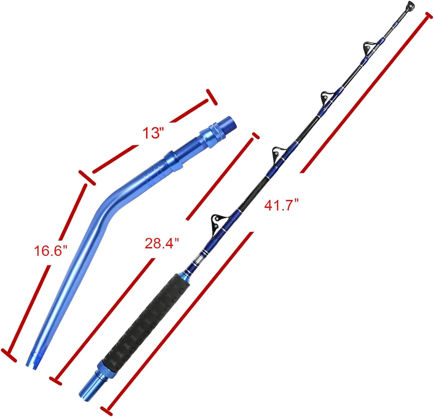 Fiblink 2-Piece Saltwater Offshore Heavy Bent/Straight Butt Trolling Rod Fishing Roller Rod Conventional Boat Deep Sea Fishing Pole (5'1"/5'6"/6'/6'6",30-50lb/50-80lb/80-120lb)