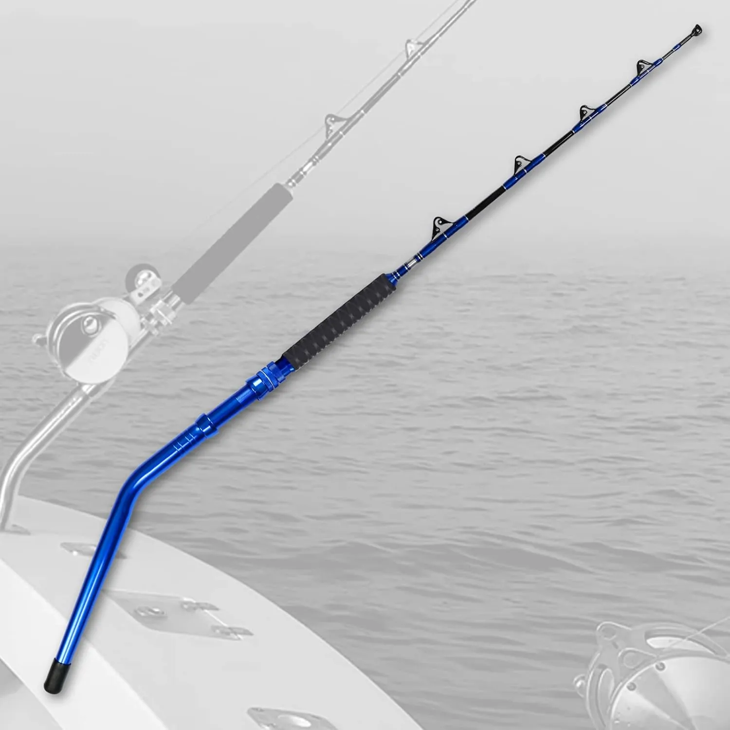 Fiblink 2-Piece Saltwater Offshore Heavy Bent/Straight Butt Trolling Rod Fishing Roller Rod Conventional Boat Deep Sea Fishing Pole (5'1"/5'6"/6'/6'6",30-50lb/50-80lb/80-120lb)
