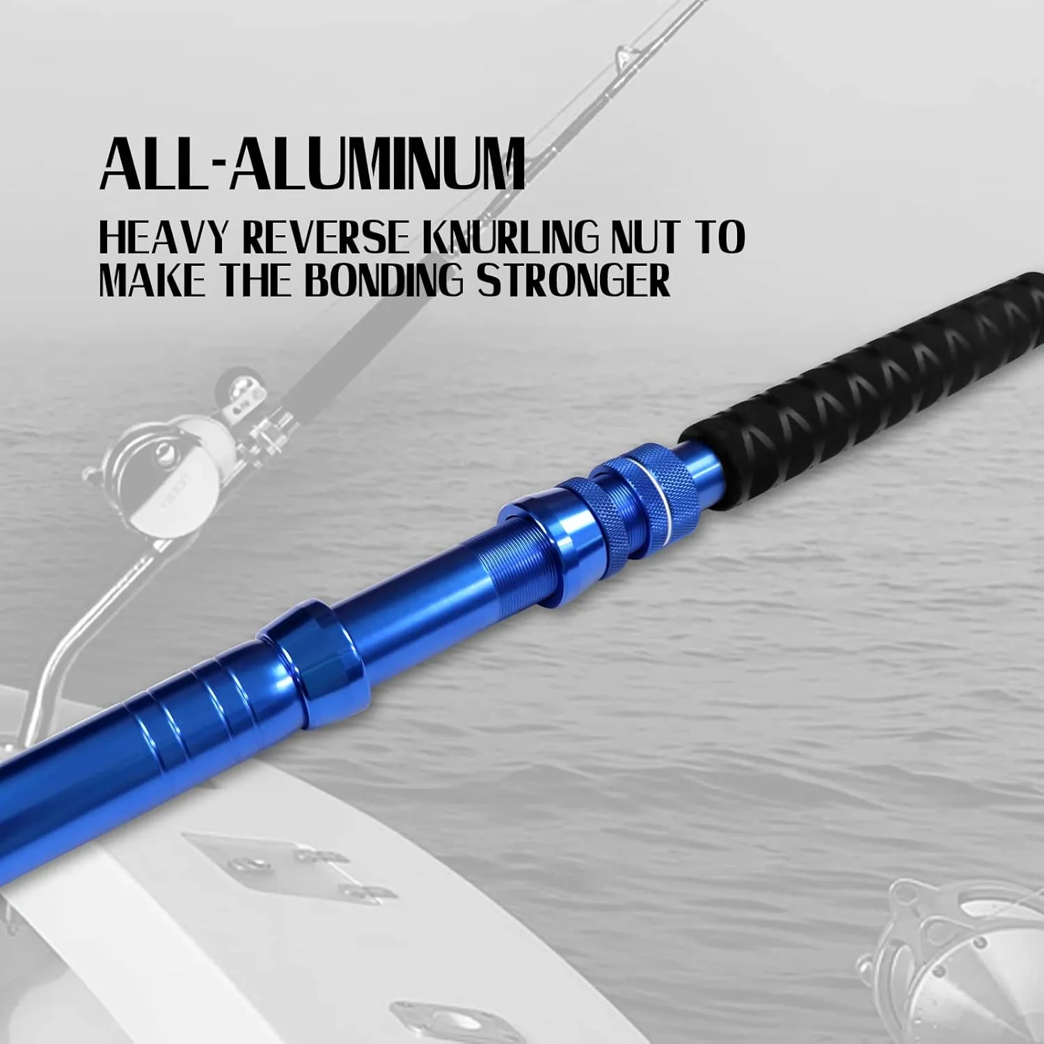 Fiblink 2-Piece Saltwater Offshore Heavy Bent/Straight Butt Trolling Rod Fishing Roller Rod Conventional Boat Deep Sea Fishing Pole (5'1"/5'6"/6'/6'6",30-50lb/50-80lb/80-120lb)