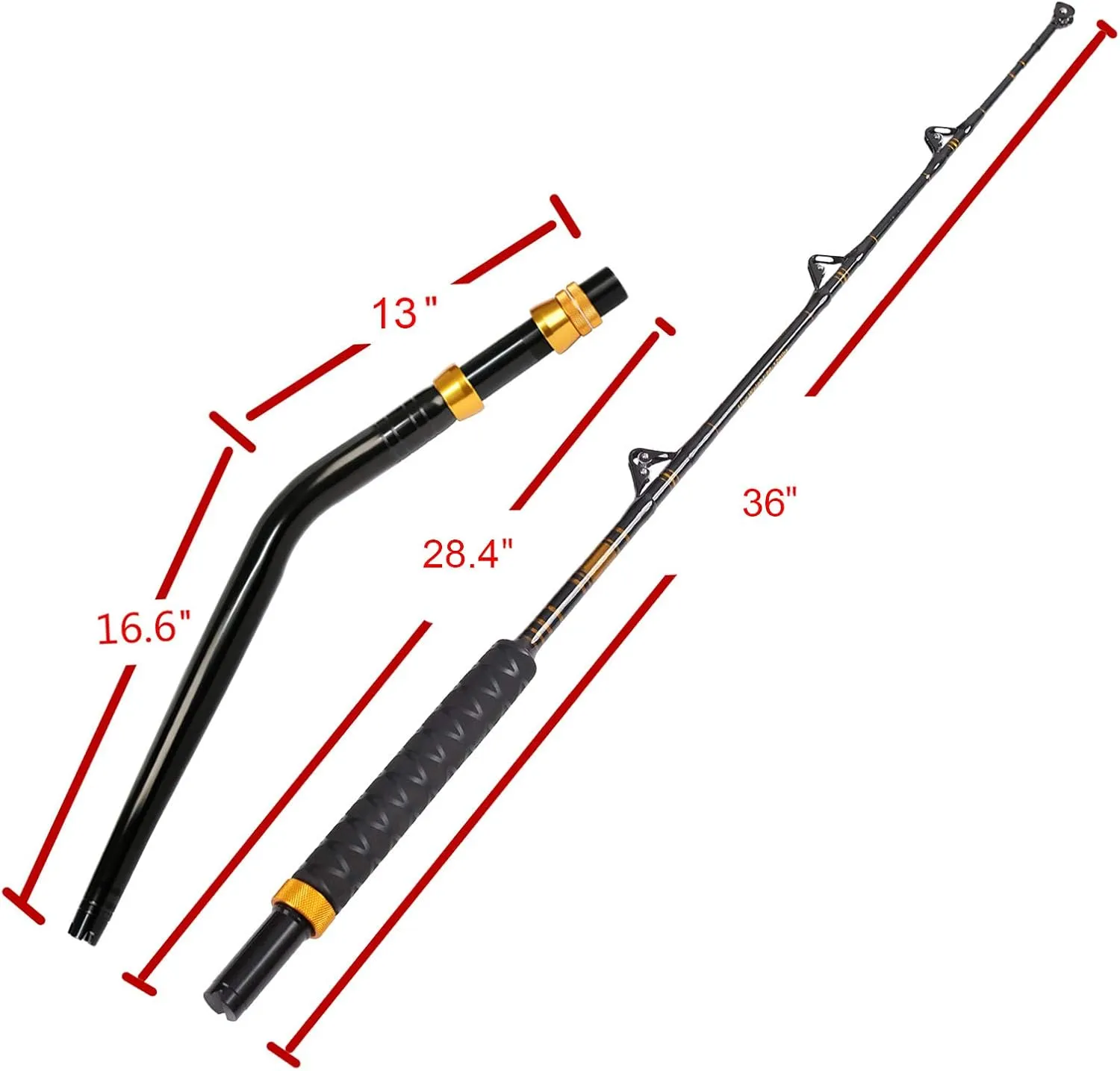 Fiblink Bent Butt Fishing Rod 2-Piece Saltwater Offshore Trolling Rod Big Game Roller Rod Conventional Boat Fishing Pole