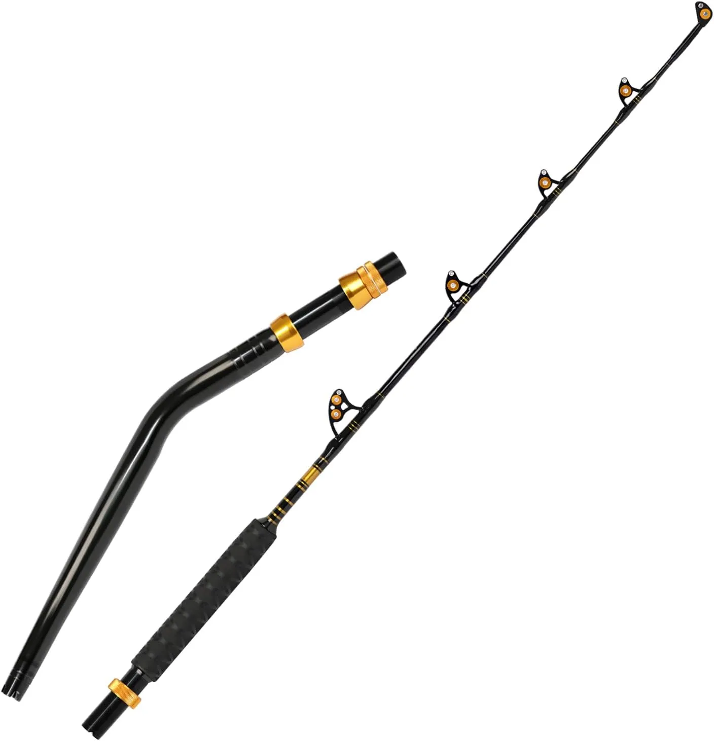 Fiblink Bent Butt Fishing Rod 2-Piece Saltwater Offshore Trolling Rod Big Game Roller Rod Conventional Boat Fishing Pole
