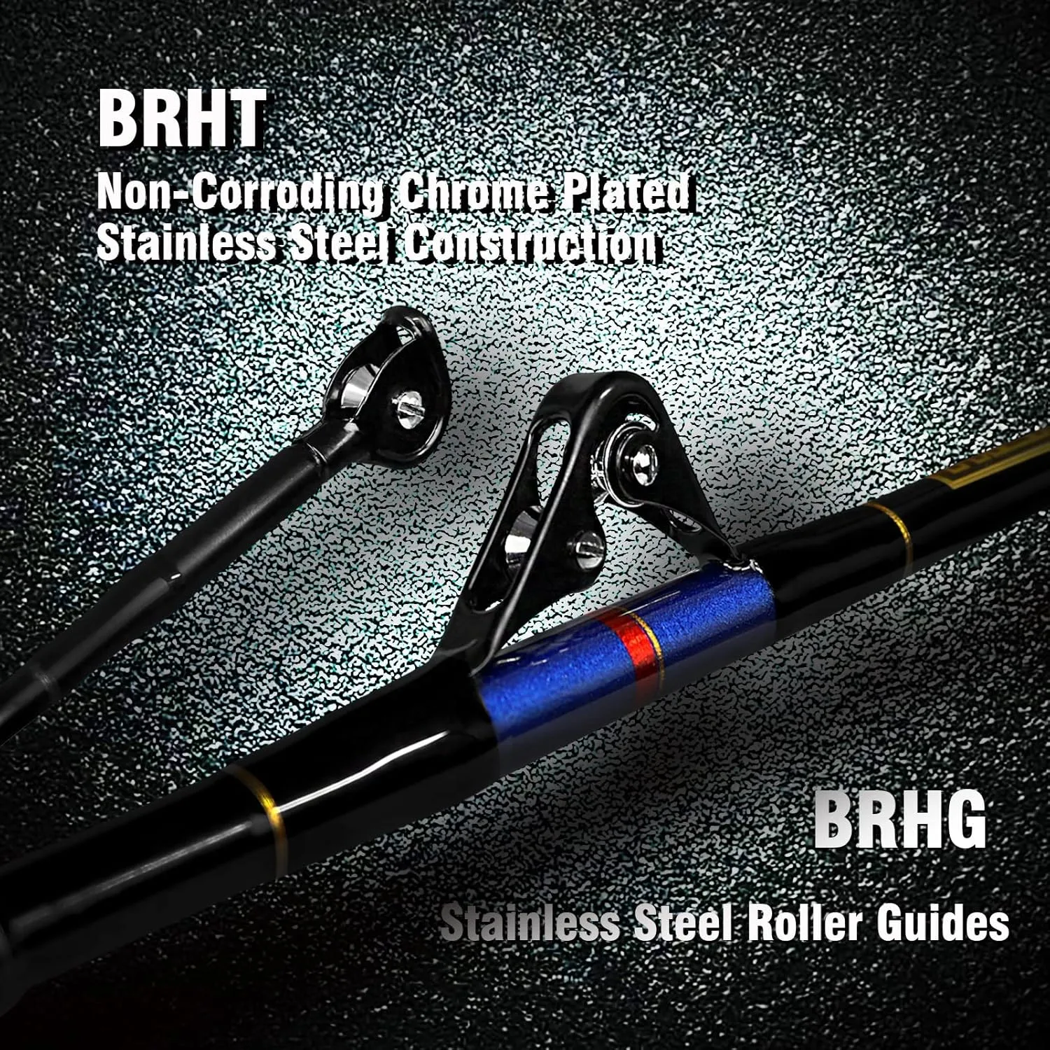 Fiblink Saltwater Fishing Trolling Rod 1 Piece/2 Piece Heavy Roller Rod Big Name Conventional Boat Fishing Pole with Roller Guides (30-50lb/50-80lb/80-120lb,5'6"/6'6")