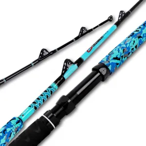 Fiblink Trolling Fishing Rod 1-Piece Saltwater Big Game Rod Offshore Conventional Boat Fishing Pole (5’6”, 6’, 7’) (5'6"/50-80lbs)