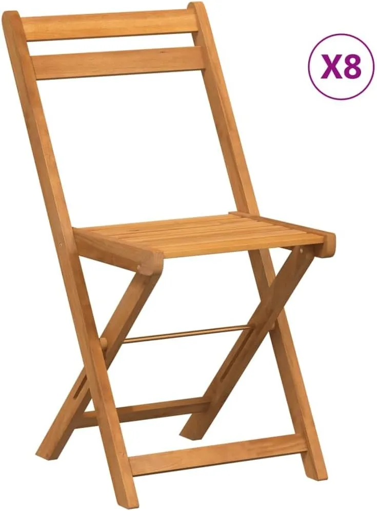 fire Pit Chairs,high Chair,Patio Furniture,Beach Chair,Folding Bistro Chairs 8 pcs Solid Wood AcaciaFor Gardens, patios, Balconies