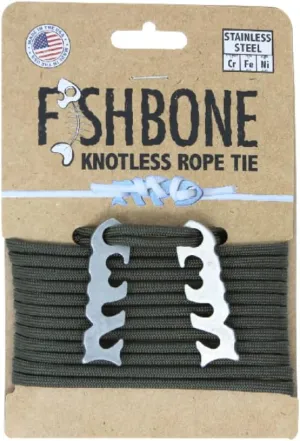 Fish Bone Knotless Rope and Gear Ties – Lightweight Backpacking or Camping Parachute Cord Tiedown – Aluminum, Stainless Steel and Titanium with Paracord Options