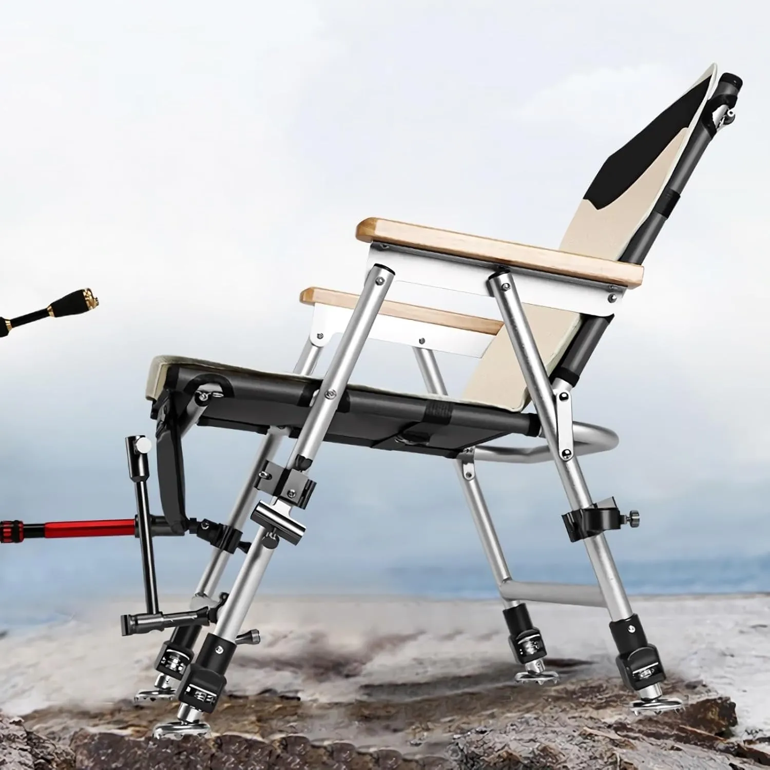 Fishing Chair Folding Recliner Chair Portable Lightweight Reclining Fishing Chair Removable Cushion Camping Chair Camping Chair(A)