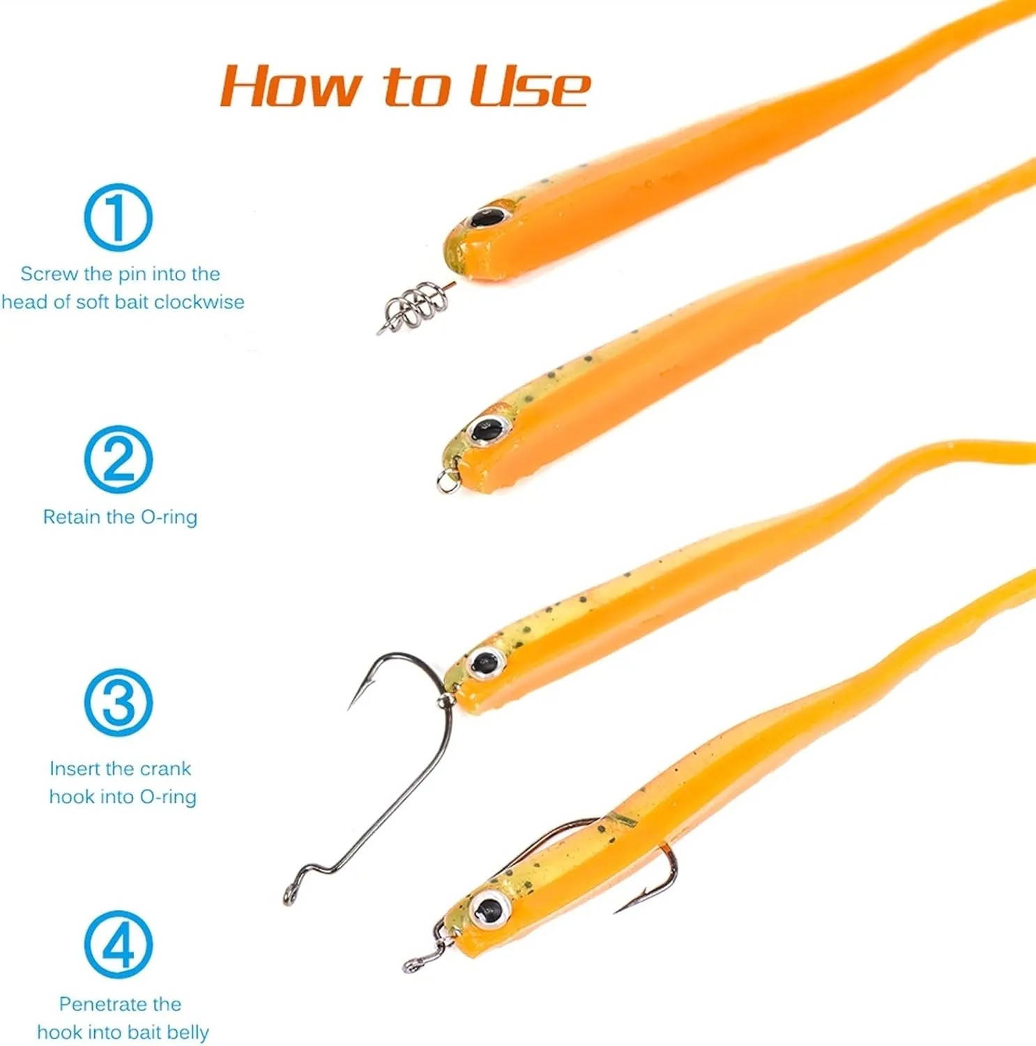 Fishing Hooks 40/100 PCS Stainless Steel Fishing Pin Spring Twist Lock Fishing Hook Tool Center Heart Fixing Latch Needle Soft Bait Bait Fishing Tool Kit Fishing Supplies