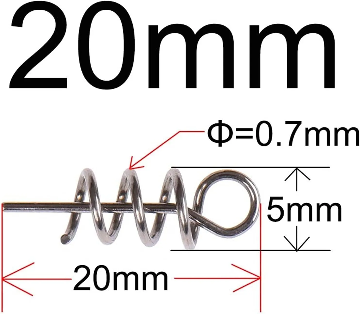 Fishing Hooks 40/100 PCS Stainless Steel Fishing Pin Spring Twist Lock Fishing Hook Tool Center Heart Fixing Latch Needle Soft Bait Bait Fishing Tool Kit Fishing Supplies