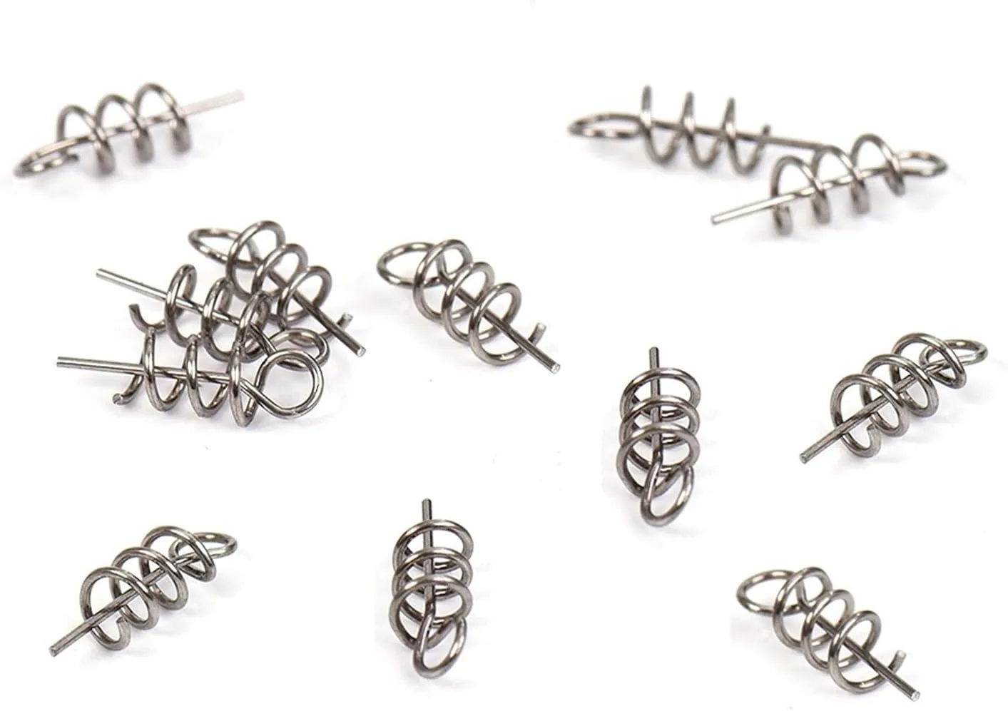 Fishing Hooks 40/100 PCS Stainless Steel Fishing Pin Spring Twist Lock Fishing Hook Tool Center Heart Fixing Latch Needle Soft Bait Bait Fishing Tool Kit Fishing Supplies