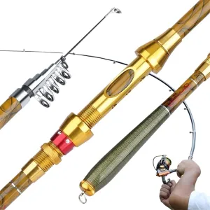 Fishing Pole 1.8-3.6M Telescopic Fishing Rod M Power Carbon Fiber Pole Travel Rod Carp Fishing Tackle Fishing Rod(1.8m), langlang2023