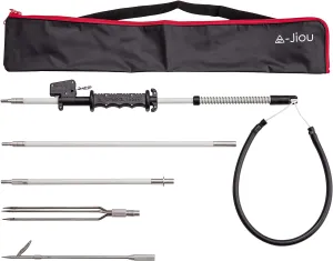 Fishing Pole Spear semi-Automatic Glass Fiber 5.5' Travel 3 Pieces Hawaiian Sling with 2 Tips and Bag