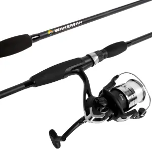 Fishing Rod and Reel Combo - 2pc Strike Series Medium Action 78-Inch Spinning Reel Fishing Pole - Angling Gear for Bass and Trout by Wakeman, 6.5 feet