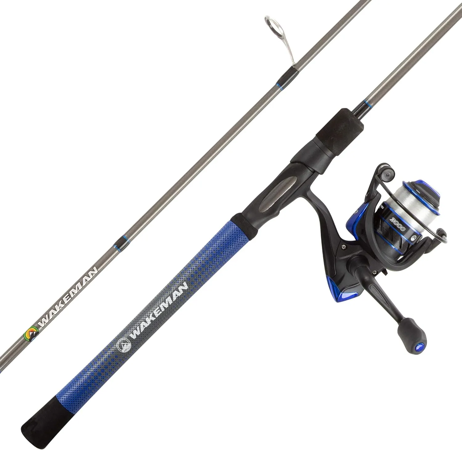 Fishing Rod and Reel Combo - Carbon Pole with Pre-Spooled Spinning Reel and Golf Grip Handle for Bass, Trout, Salmon, or Catfish by Wakeman