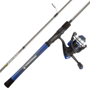 Fishing Rod and Reel Combo - Carbon Pole with Pre-Spooled Spinning Reel and Golf Grip Handle for Bass, Trout, Salmon, or Catfish by Wakeman