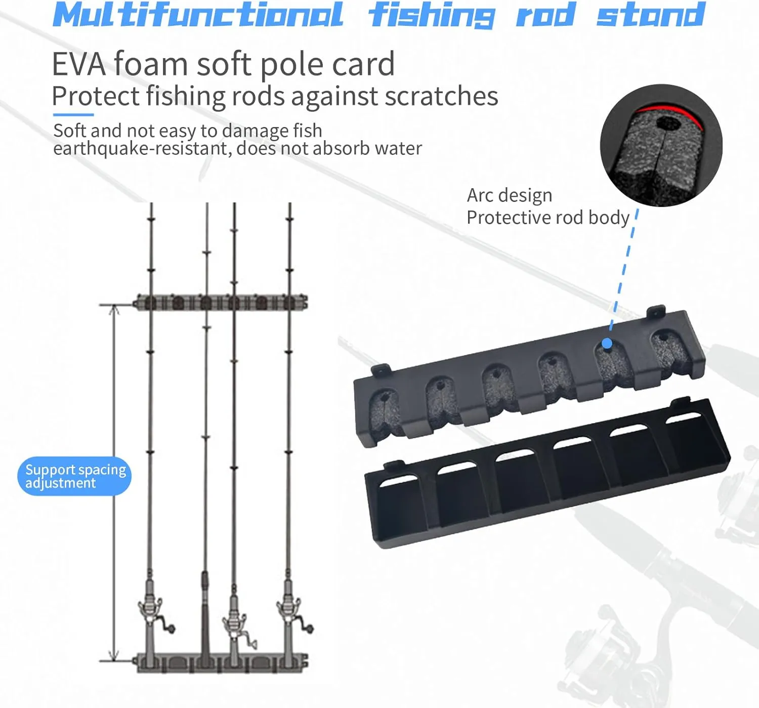 Fishing Rod Holder 360° Rotating Portable Rack Organizer for Storage 16 Rod for Garage Boat, Truck, Ground