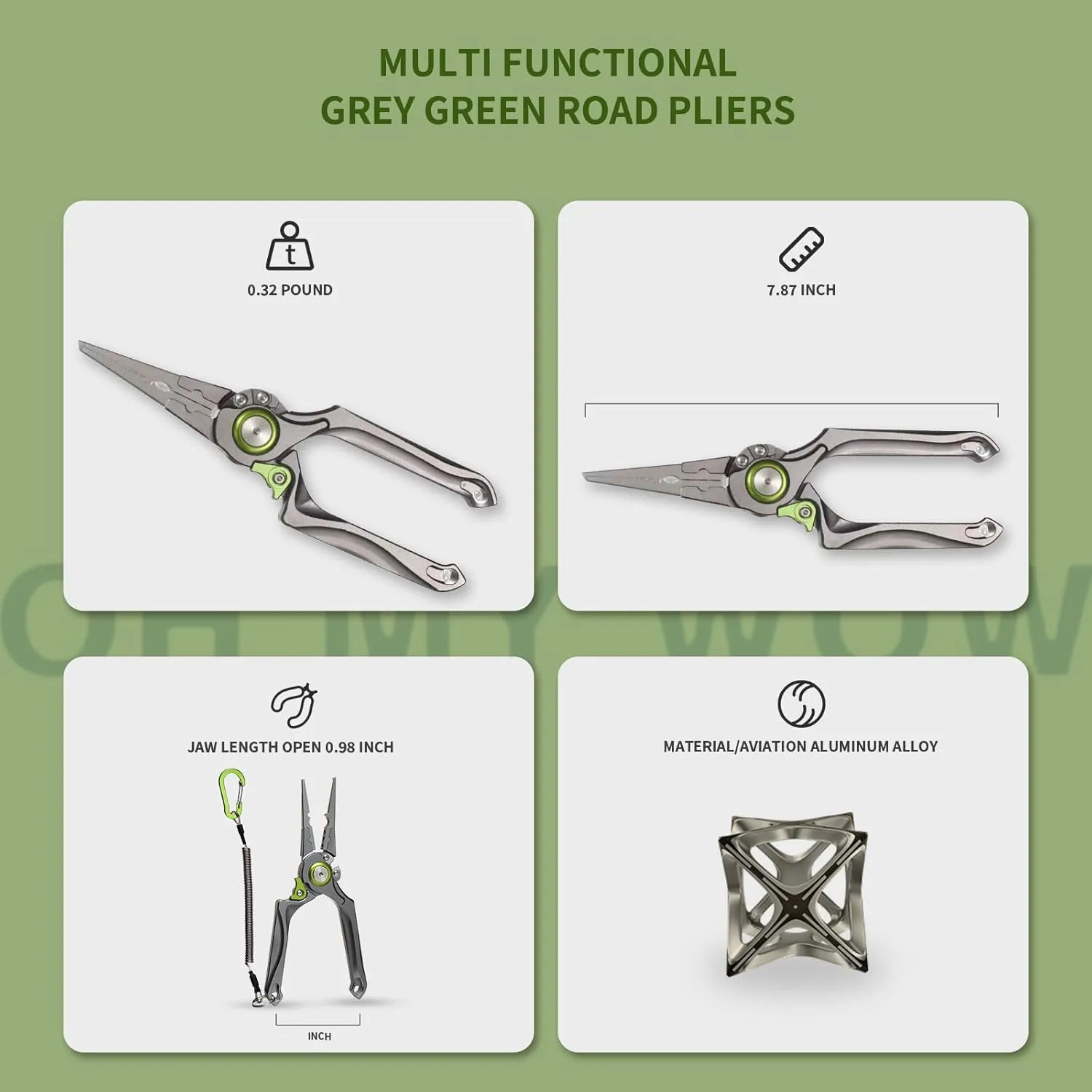 Fishing Tool Kit 7 Piece Pliers, Fillet Knife, Hook Remover, Split Ring Plier, Lip Gripper, Scissors and Retractor for Saltwater and Freshwater