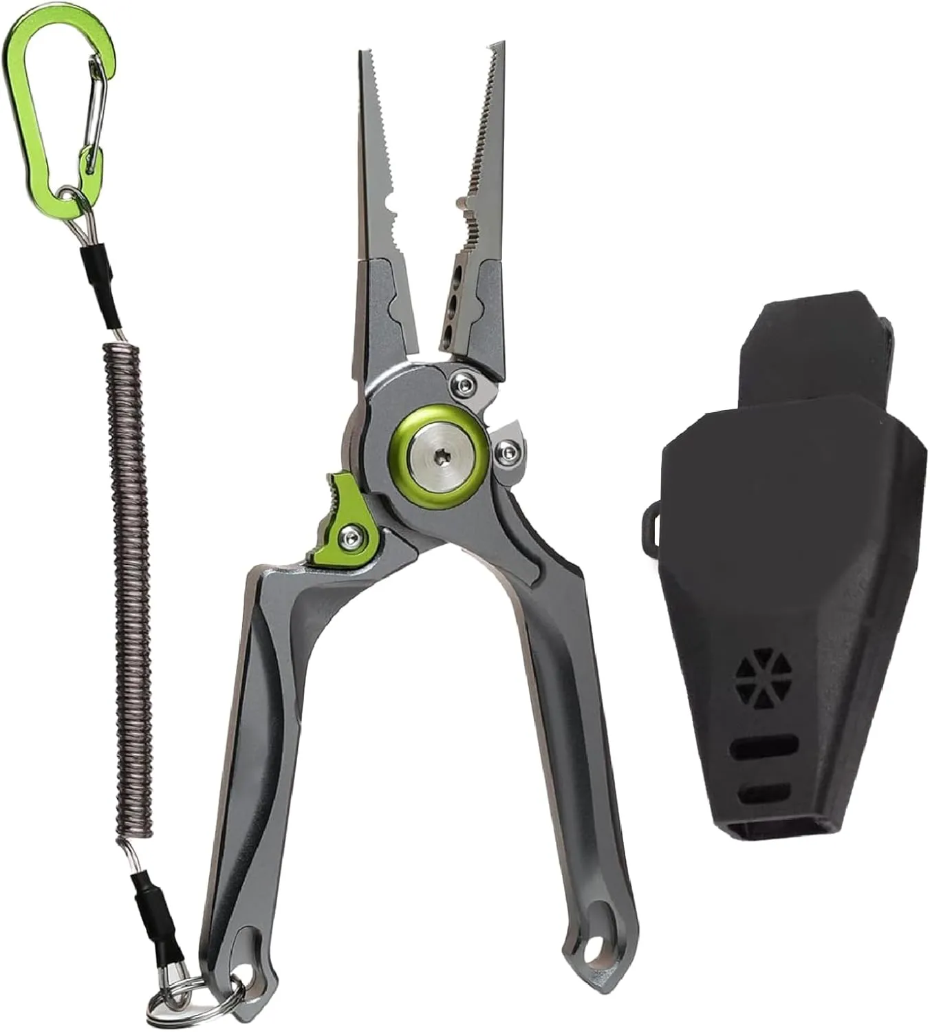 Fishing Tool Kit 7 Piece Pliers, Fillet Knife, Hook Remover, Split Ring Plier, Lip Gripper, Scissors and Retractor for Saltwater and Freshwater