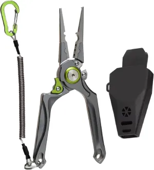 Fishing Tool Kit 7 Piece Pliers, Fillet Knife, Hook Remover, Split Ring Plier, Lip Gripper, Scissors and Retractor for Saltwater and Freshwater