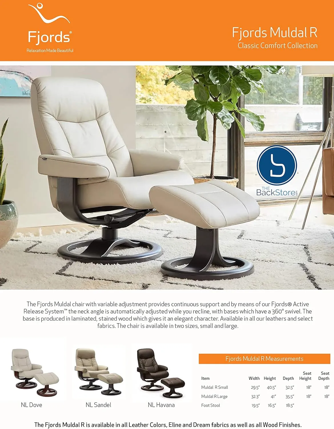 Fjords Hjellegjerde Leather Norwegian Ergonomic Scandinavian Lounge Reclining Chair 215 Muldal Large Swivel Recliner Furniture Nordic Line Genuine Black Leather Cherry Wood