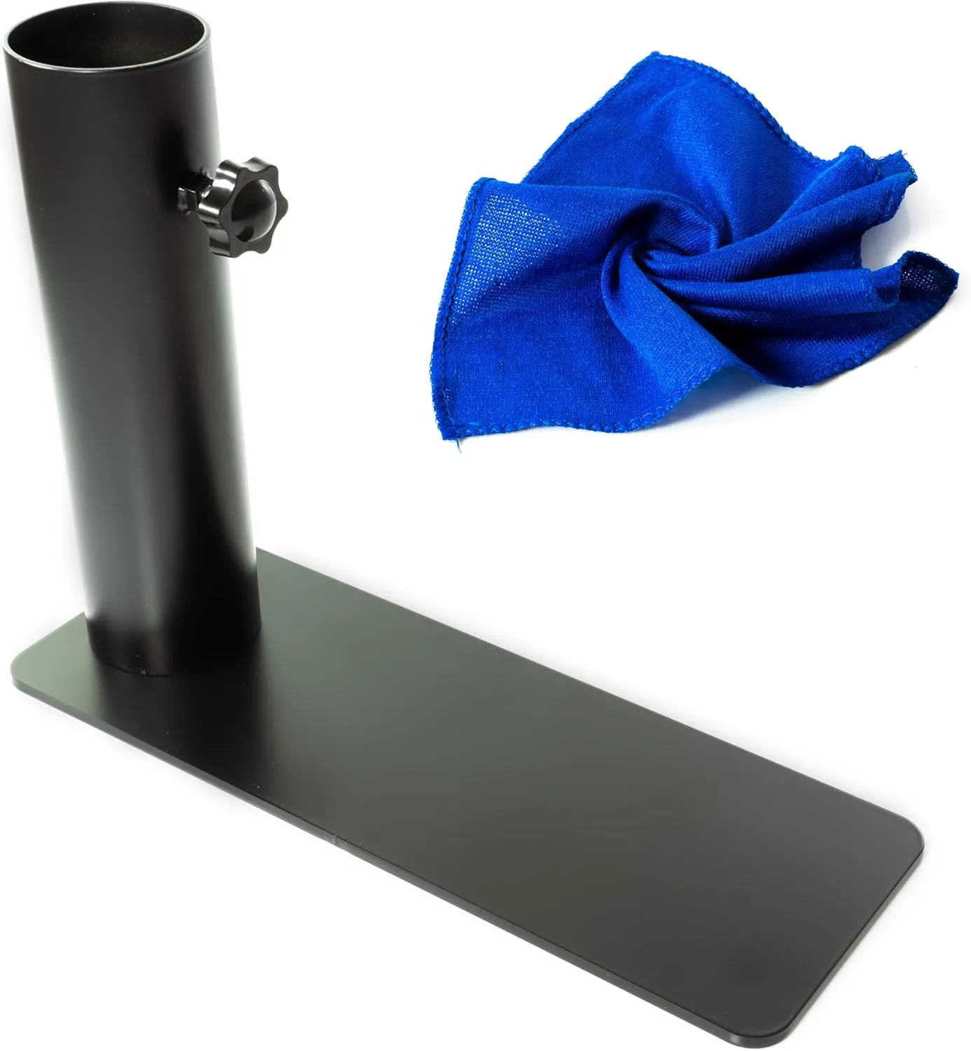 Flagpole Tire Mount 2.5" - Portable Base Stand Holder with Base, Flag Pole for Car, Camping, Tailgating - Complete with Microfiber Cleaning Cloth (Large)