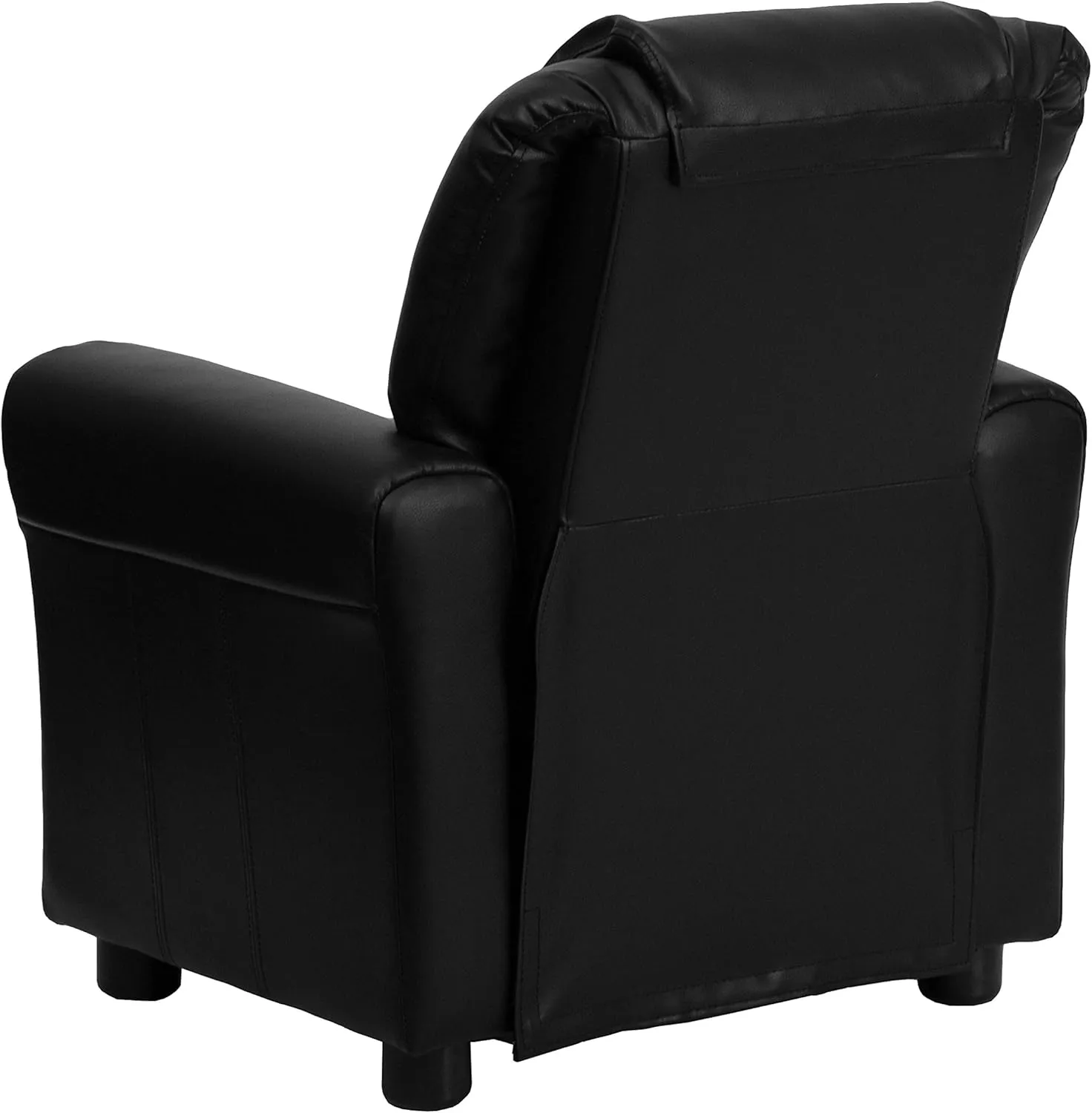 Flash Furniture Vana LeatherSoft Kids Recliner with Cup Holder, Headrest, and Safety Recline, Contemporary Reclining Chair for Kids, Supports up to 90 lbs., Black