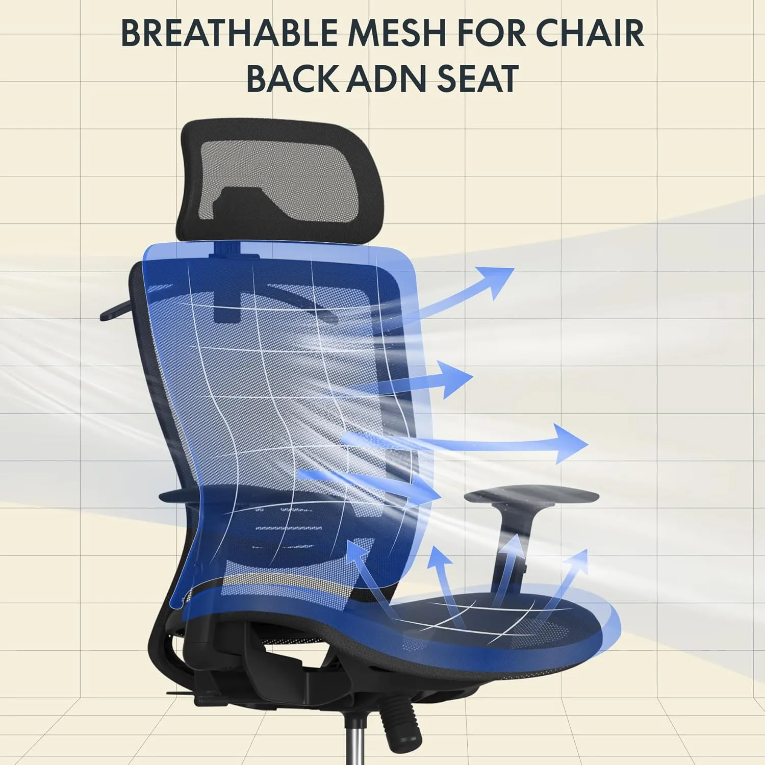 FLEXISPOT Ergonomic Office Chair, Mesh Swivel Computer Chair, Home Office Desk Chairs, with 2D Headrest/Lumber Support/300LBS Heavy Duty, Mesh Seat Cushion, Black