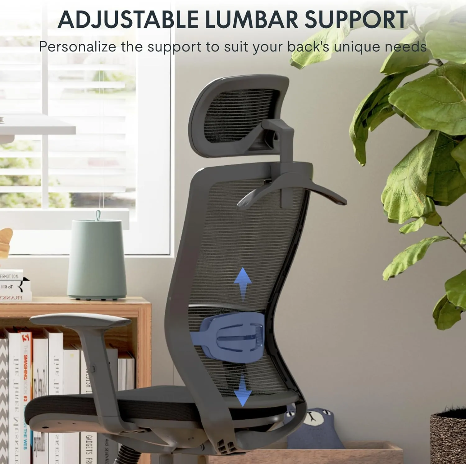 FLEXISPOT Ergonomic Office Chair, Mesh Swivel Computer Chair, Home Office Desk Chairs, with 2D Headrest/Lumber Support/300LBS Heavy Duty, Mesh Seat Cushion, Black