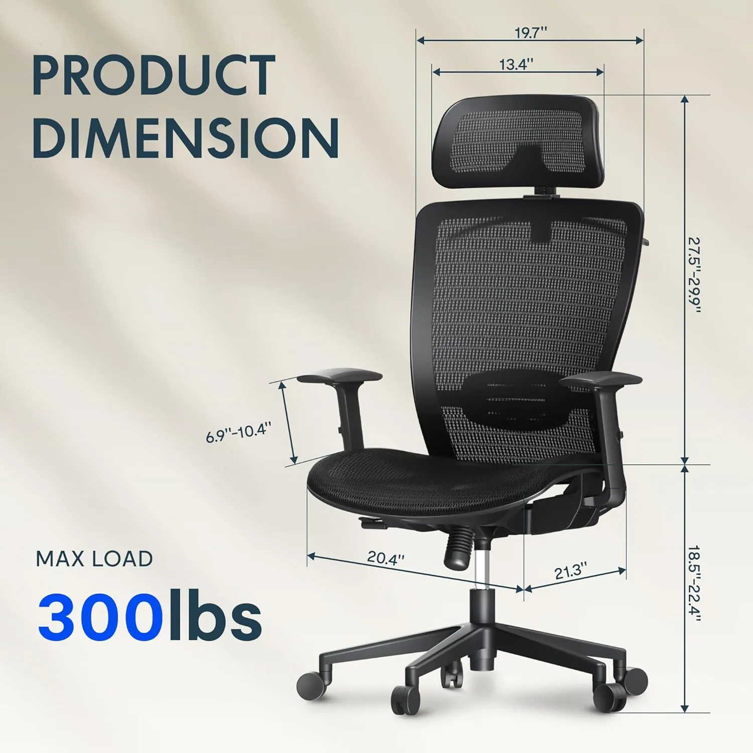 FLEXISPOT Ergonomic Office Chair, Mesh Swivel Computer Chair, Home Office Desk Chairs, with 2D Headrest/Lumber Support/300LBS Heavy Duty, Mesh Seat Cushion, Black