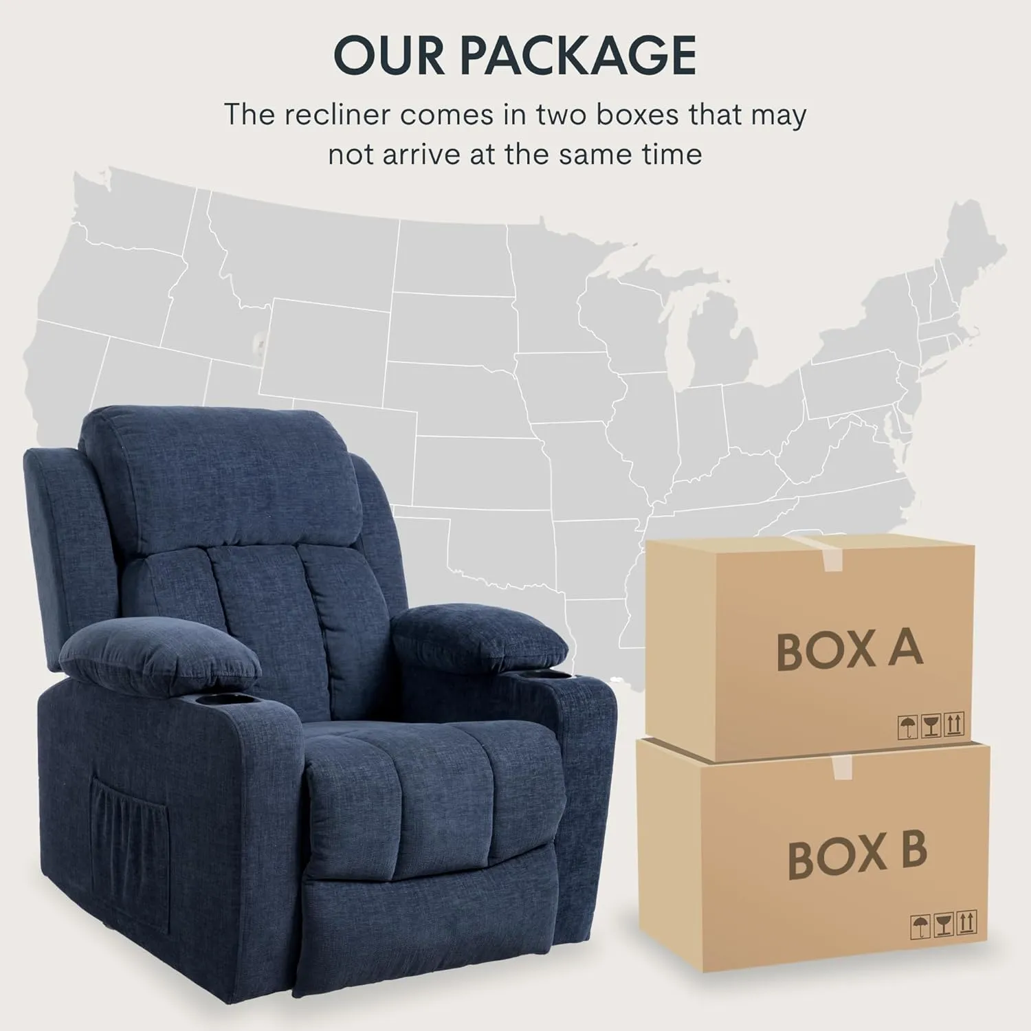 FLEXISPOT XL31 Power Lift Recliner Chair for Elderly, Electric Lift Chair with Massage & Heat, Fabric Reclining Sofa with Cup Holders, Side Pockets for Living Room Bedroom, Royal Blue