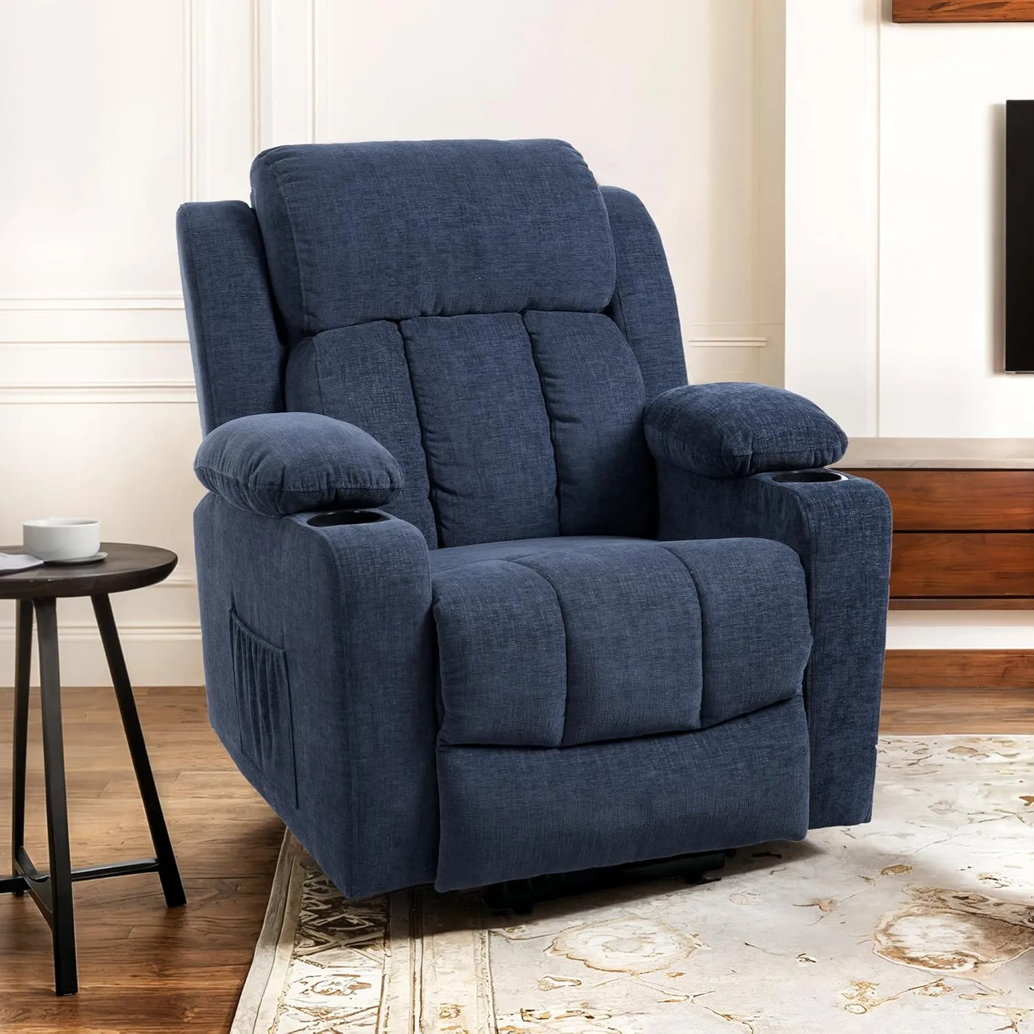 FLEXISPOT XL31 Power Lift Recliner Chair for Elderly, Electric Lift Chair with Massage & Heat, Fabric Reclining Sofa with Cup Holders, Side Pockets for Living Room Bedroom, Royal Blue