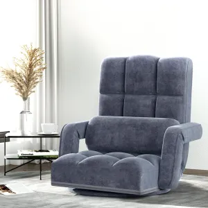 Floor Sofa Reclining Gaming Chair with Swivel Base - Charcoal