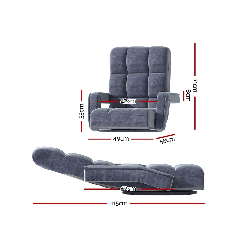 Floor Sofa Reclining Gaming Chair with Swivel Base - Charcoal