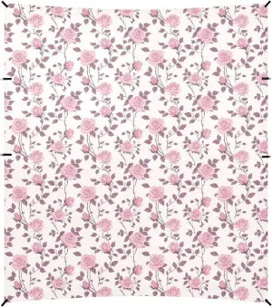 Floral Pattern Rose Peach Foldable Beach Canopy UPF50  Protection Waterproof Large Sun Shade with Sand Shovel, Sandbags for Camping, Fishing, Backyard Fun