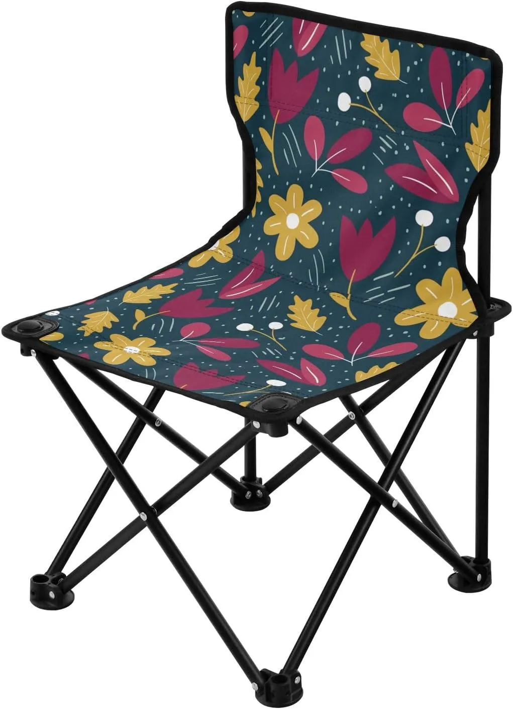 Flowers Red Adventure Navy Foldable Camping Chairs for Adults Ultralight Foldable Backpack Chair Carry Bag Includes Ice Fishing Chairs for Camping Hiking