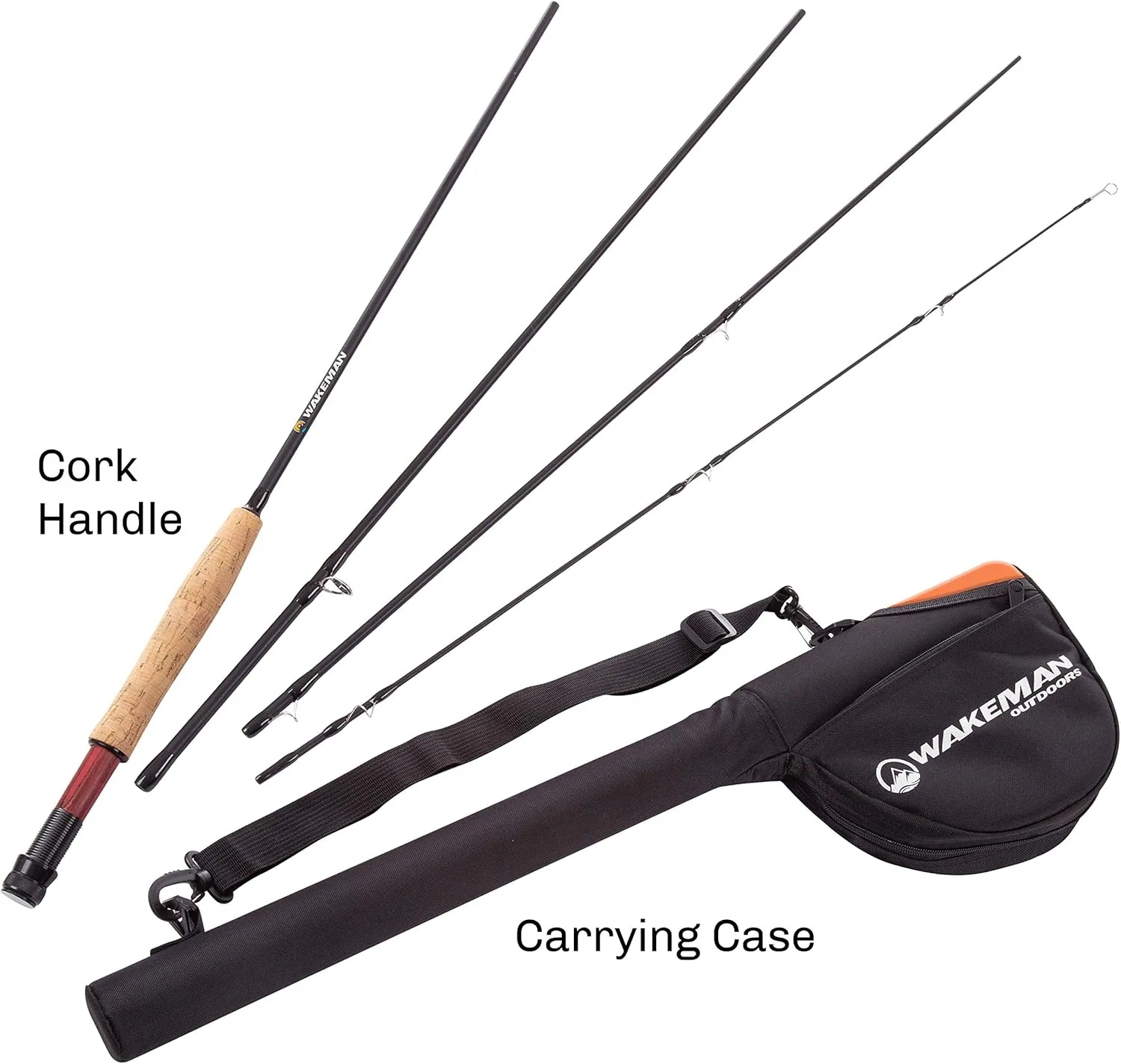Fly Fishing Rod and Reel Combo - Including Carrying Case, Flies, and Fishing Line - Charter Series Gear and Accessories by Wakeman (Black)