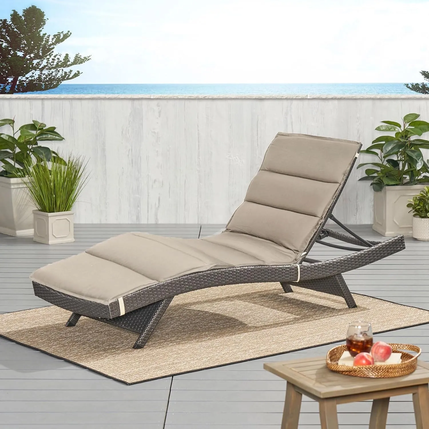 Foldable Outdoor Chaise Lounge Cushion,Water-Resistant Pool Lounge Chair Cushion,72 Inch Patio Reclining Sun Lounger Cushions