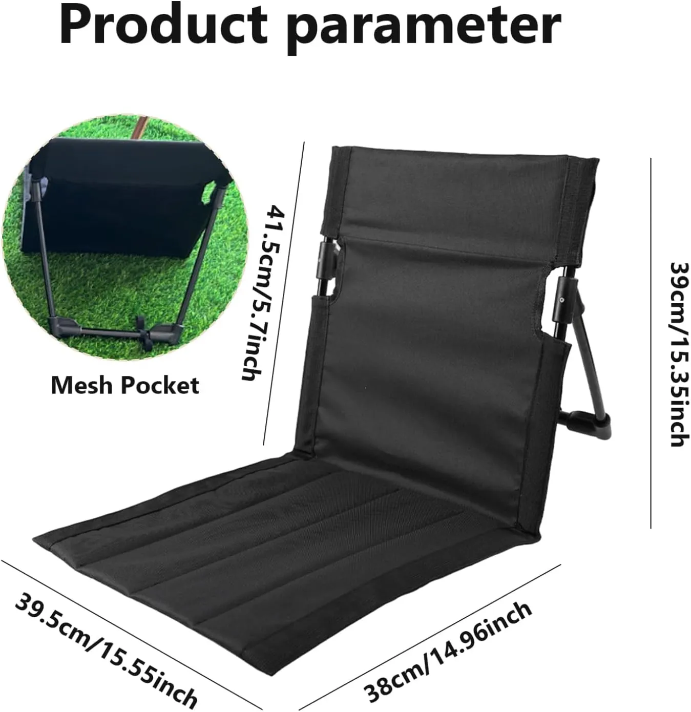 Folding Beach Chair Breathable Stable Portable Beach Chair With Sponge Filling & Mesh Pocket Lightweight Soft Sturdy Folding Floor Chair for Fishing, Barbecues, Hiking, (Beige) Folding Beach Chair